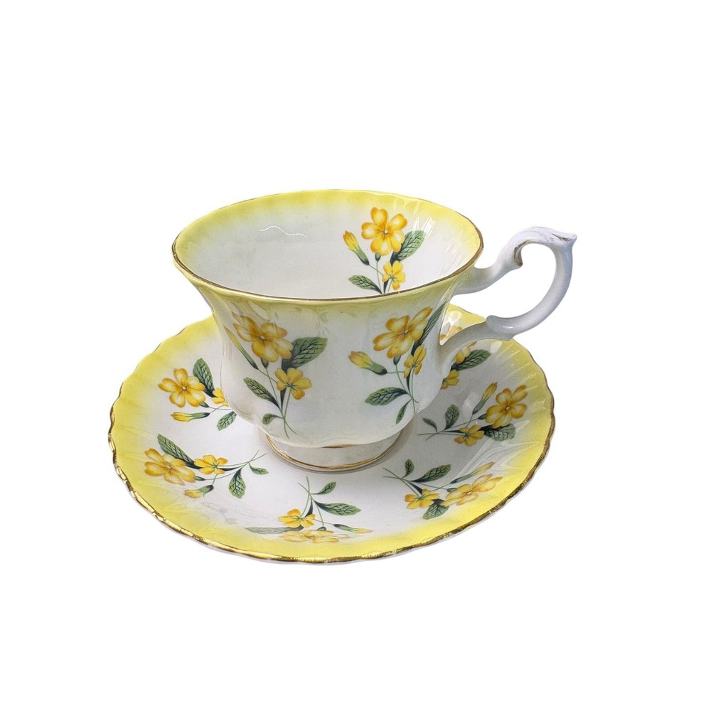 Royal Albert Yellow Floral Bone China Teacup & Saucer England 4468